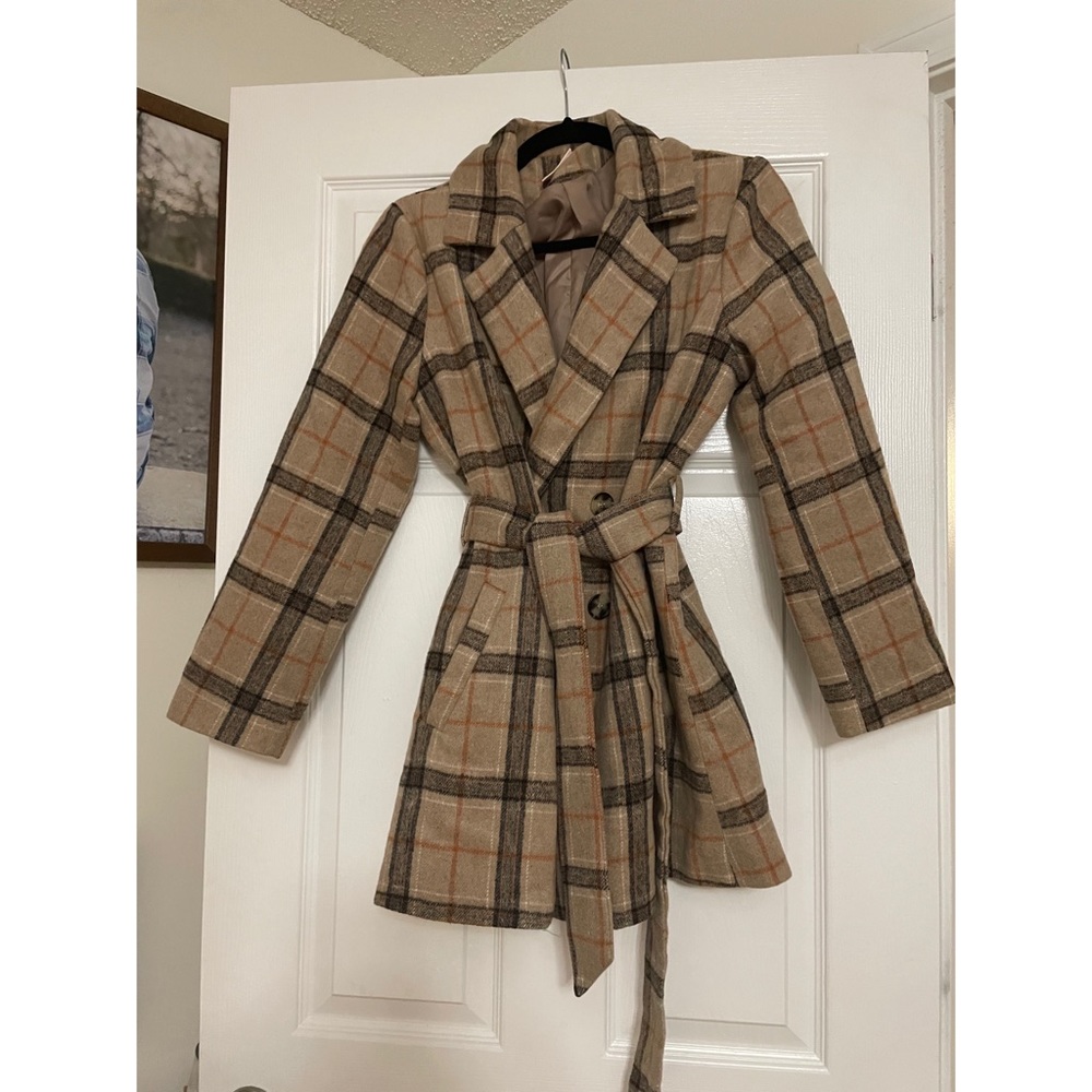 Showpo plaid tie waist jacket